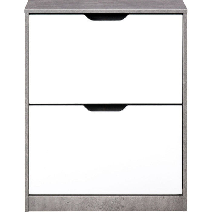 Two Drawer Shoe Cabinet - Grey/White - Green4Life