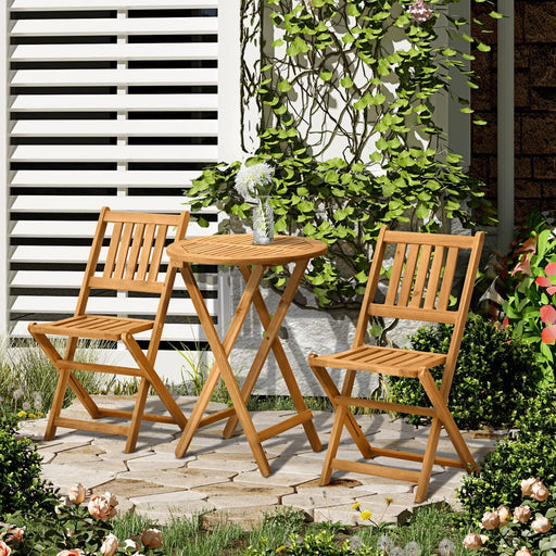 Teakwood Foldable Bistro Set - Wooden Outdoor Furniture - Outsunny - Green4Life