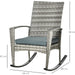 Outsunny Swaying Comfort Rattan Rocker - Light Grey Wicker Outdoor Rocking Chair - Green4Life