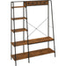 Industrial Design Hallway Unit with 2 Tier Shoe Rack, 5 Hooks, 5 Side Shelves & Steel Frame 117 x 38 x 169cm - Brown - Green4Life