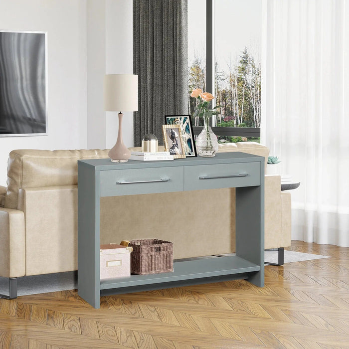 Console Table with Shelf and Drawers - Grey - Green4Life