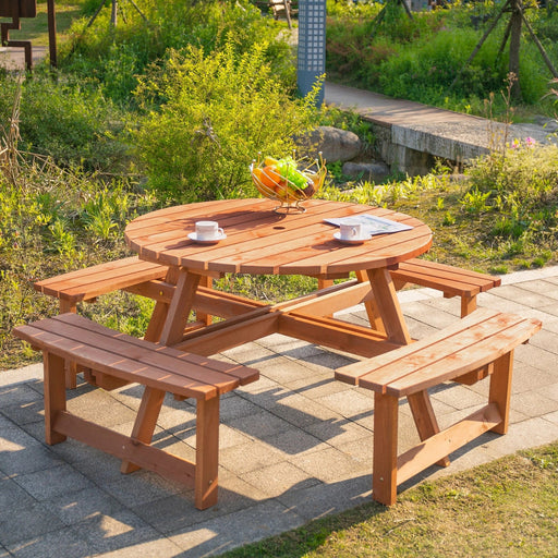 Wooden Picnic Bench for 8 - Garden Seating Solution - Outsunny - Green4Life