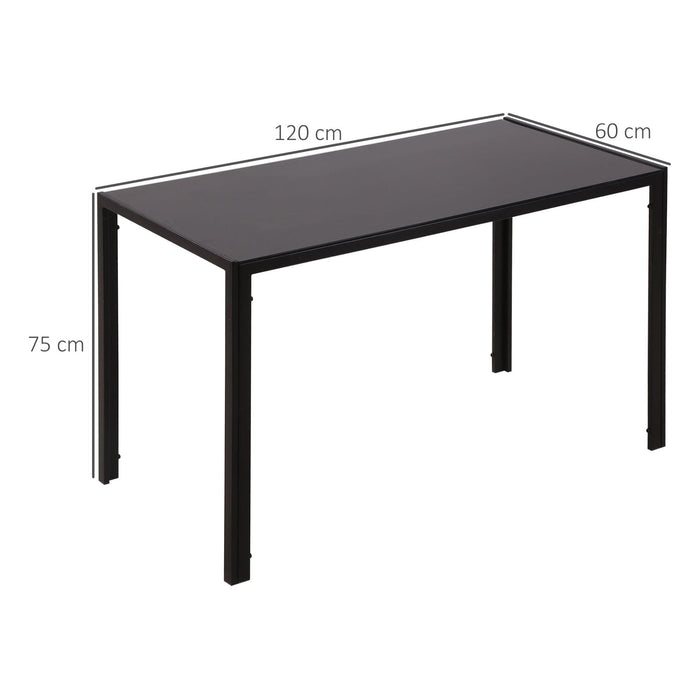 HOMCOM Rectangular Dining Table for 4 People with Tempered Glass Top & Metal Legs - Black - Green4Life