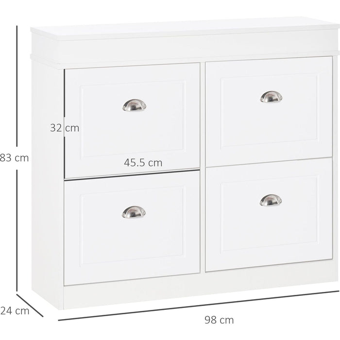 Shoe Cabinet with 4 Flip Drawers & Adjustable Shelves - White - Green4Life