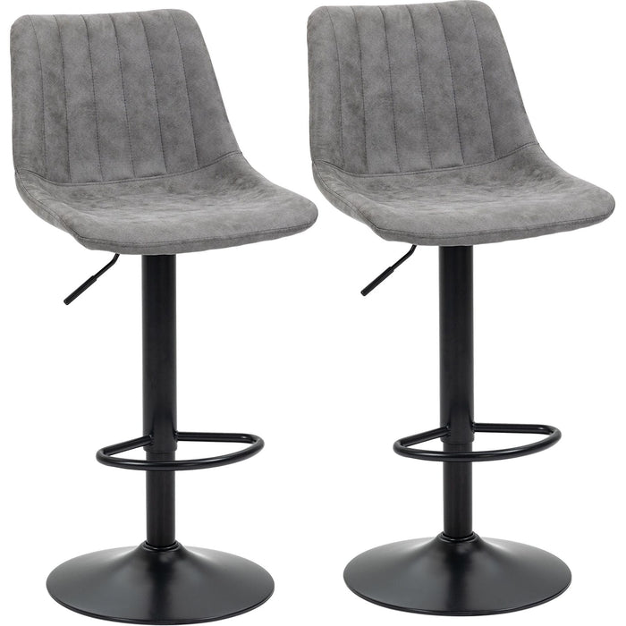 Set of 2 Counter Height Bar Stools with 360° Swivel and Footrest - Grey - Green4Life