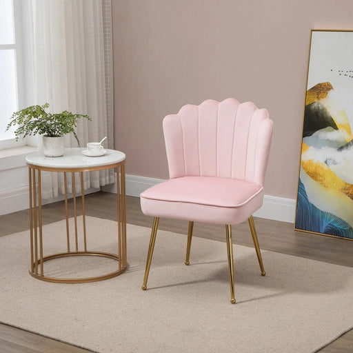 Velvet-Feel Shell Accent Chair with Metal Legs - Pink - Green4Life