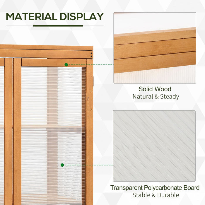 Outsunny 76L x 47W x 110H (cm) 3-tier Wooden Greenhouse with Storage Shelves -  Natural - Green4Life