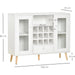 Sideboard Storage Cabinet with Glass Doors, Drawer & 12-Bottle Wine Rack - White - Green4Life