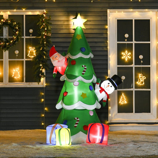 7ft Inflatable Christmas Tree with Santa Claus & Snowman - Green4Life