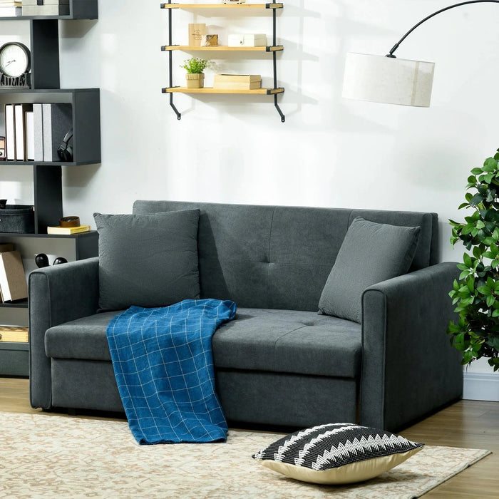 Two Seater Fabric Sofa Bed with Hidden Storage - Black - Green4Life