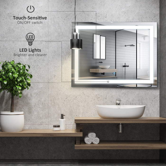 kleankin 80x60cm LED Bathroom Mirror with Touch Switch - Green4Life