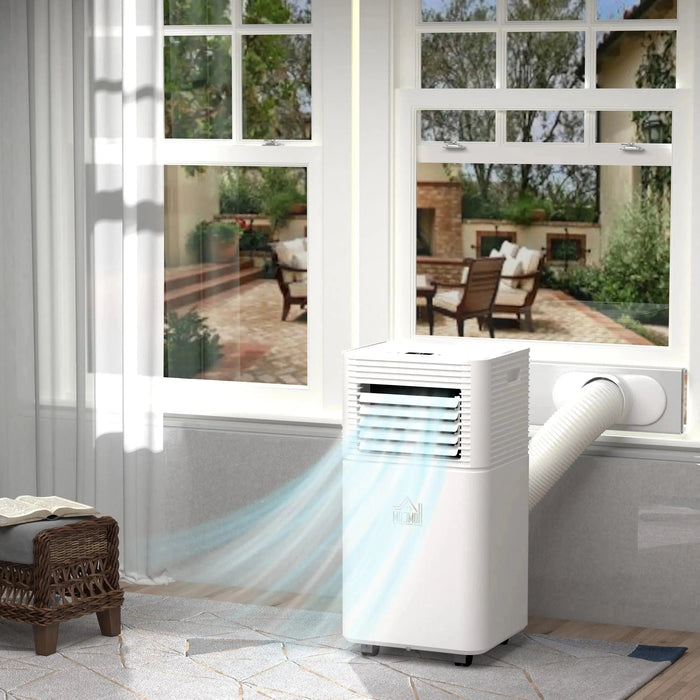 HOMCOM 4-In-1 Portable Air Conditioner 7000BTU, Cooling, Dehumidifying,Ventilating, with Remote & LED Display - White - Green4Life