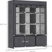 Fabric Wardrobe with 5 Shelves, 2 Hanging Rails and 3 Fabric Drawers - Dark Grey - Green4Life
