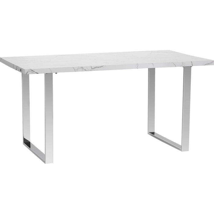 Rectangular Modern Dining Table  with Marble Effect Tabletop for 6-8 People - White - Green4Life