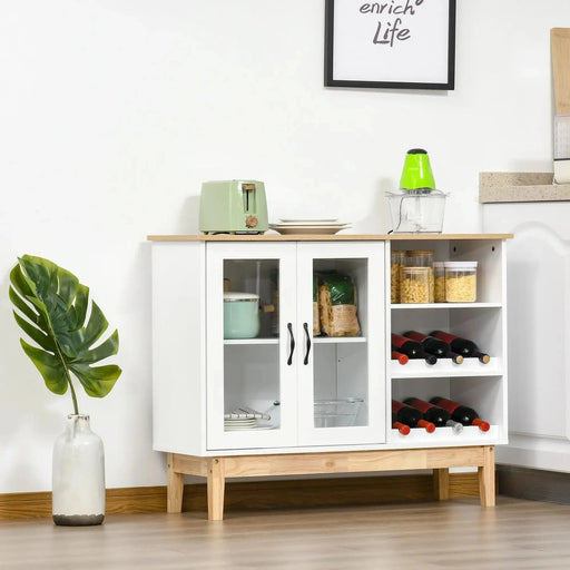 Freestanding Wine Rack Sideboard with Open Compartments & Adjustable Shelves - White - Green4Life