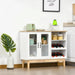 Freestanding Wine Rack Sideboard with Open Compartments & Adjustable Shelves - White - Green4Life