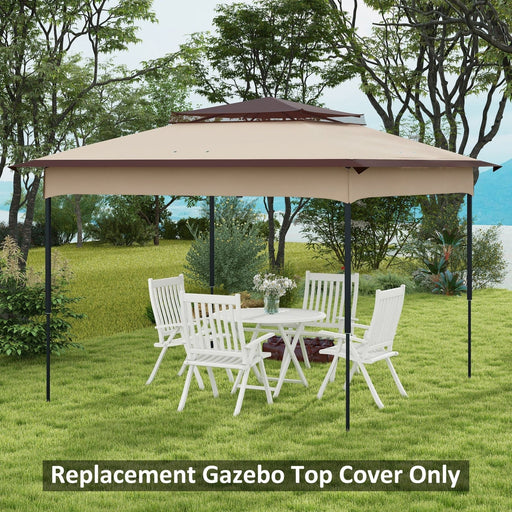 Outsunny Beige 3.25x3.25m Dual Tier Gazebo Replacement Top, UV30+ Protection - Green4Life