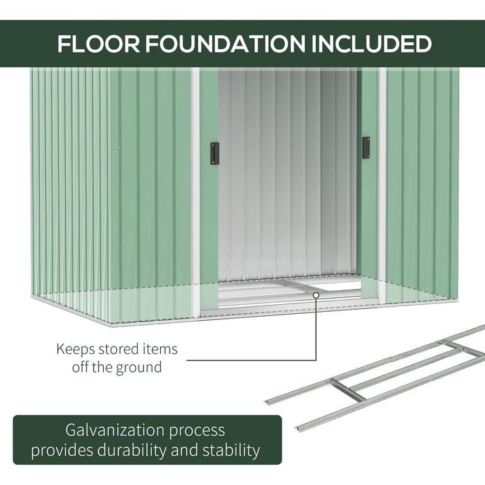 Outsunny 7 x 4 ft Lockable Metal Garden Shed with Air Vents - Light Green - Green4Life