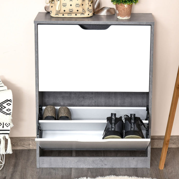 Two Drawer Shoe Cabinet - Grey/White - Green4Life