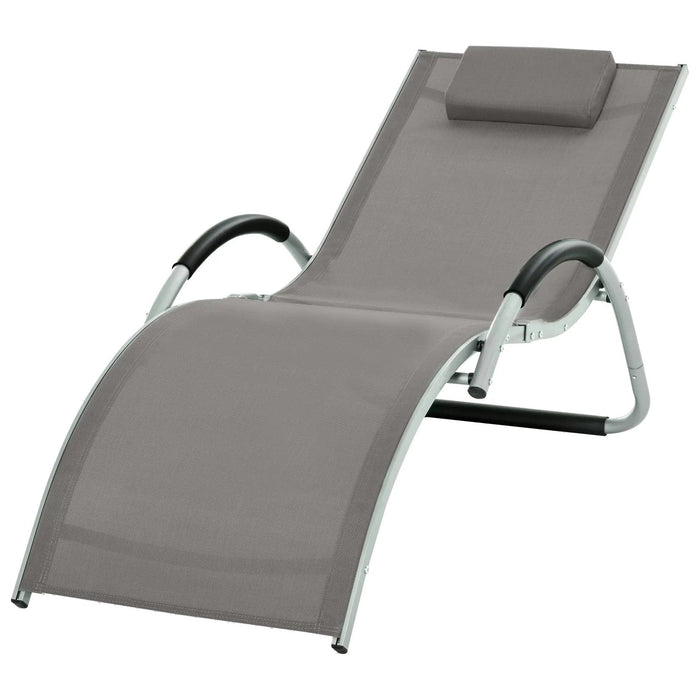 Ergonomic Sun Lounger with Pillow - Khaki - Outsunny - Green4Life