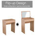 Dressing Table Set with Padded Stoo & Flip-up Mirro - Wood Grain - Green4Life
