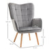 HOMCOM Accent Armchair Velvet-Touch & Wingback with Wood Legs - Grey - Green4Life