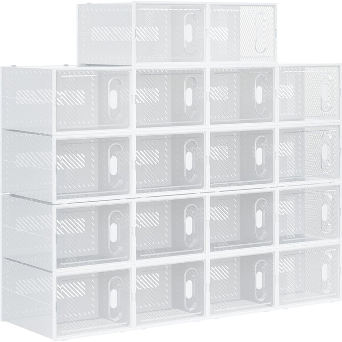 18PCS Plastic Stackable Shoe Storage Boxes with Magnetic Doors - Green4Life