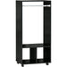 Open Wardrobe on Wheels with Hanging Rail and Shelves - Black - Green4Life