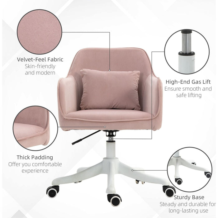 Vinsetto PU Leather Office Chair with Rechargeable Electric Massage Pillow - Pink - Green4Life