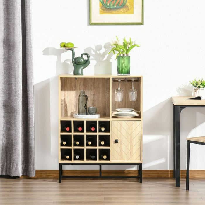 Freestanding Wine Rack Sideboard with Glass Holders - Brown - Green4Life