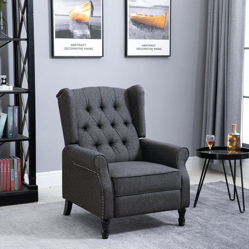 Reclining Wingback Armchair with Footrest - Dark Grey - Green4Life