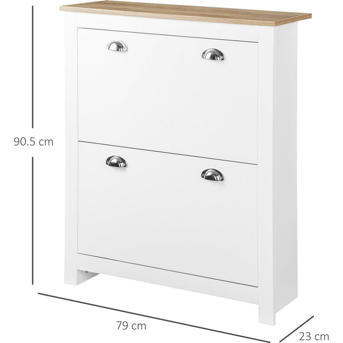 2 Drawer Shoe Cabinet with Flip Doors - White - Green4Life