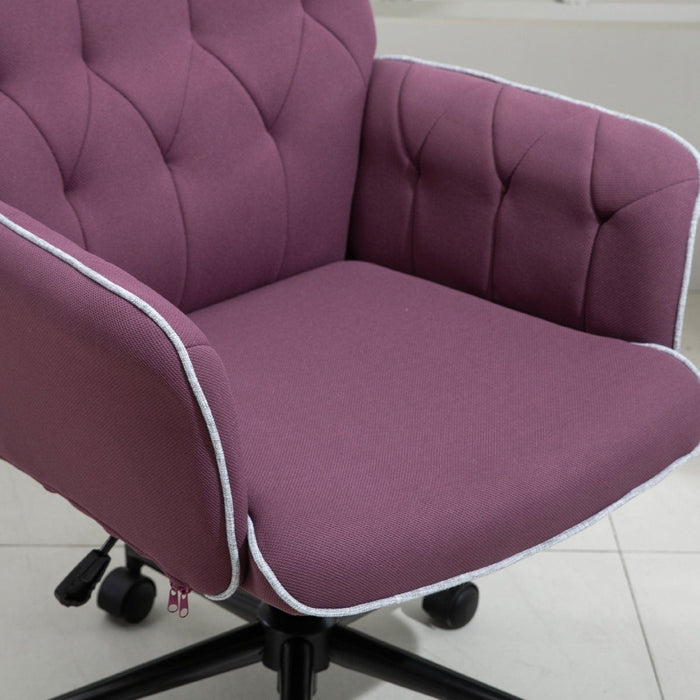 Office Chair with Linen-Feel Tufted Fabric Upholstery & Adjustable Seat - Purple - Green4Life