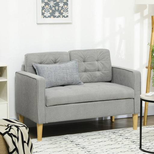 Light Grey Modern Loveseat with Storage and Tufted Design - Green4Life