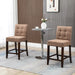 Set of 2 Fabric Upholstered Bar Chairs with Tufted Back, Thick Padding & Wooden Legs - Brown - Green4Life