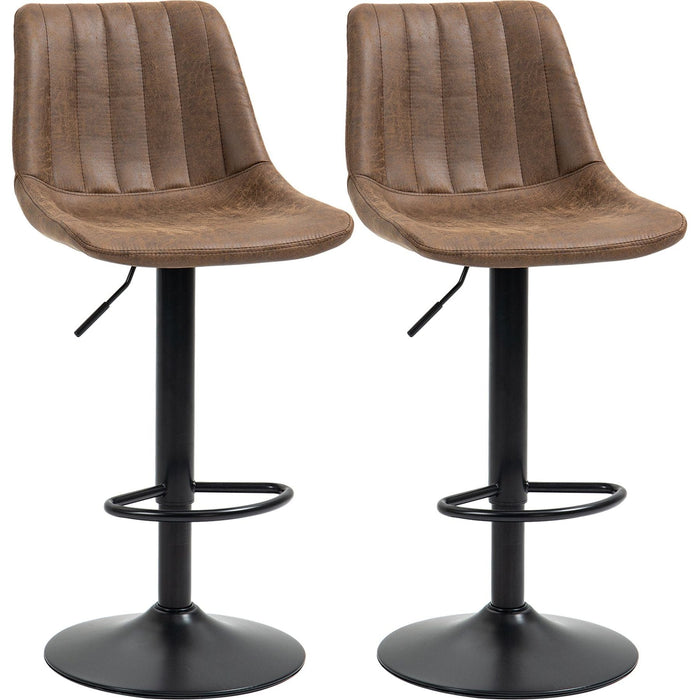 Set of 2 Counter Height Swivel Bar Stools with Footrest - Brown - Green4Life