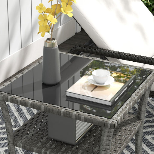 Outsunny Serenity Grey Rattan Coffee Table - 50cm - Green4Life