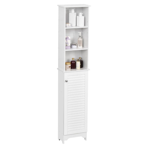 HOMCOM Bathroom Cabinet with 6 Shelves 165H x 34W x 20D cm - White - Green4Life