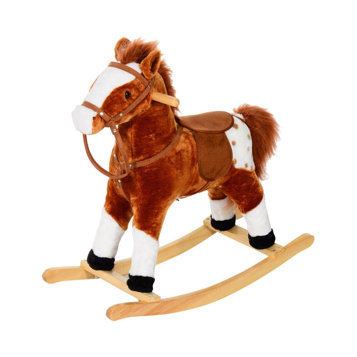 Childrens Plush Rocking Horse with Sound - Brown - Green4Life