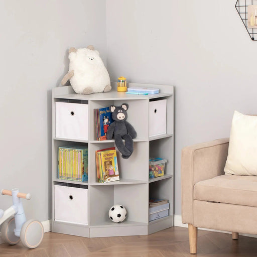 Grey Corner Storage Cabinet for Kids Playroom - Green4Life