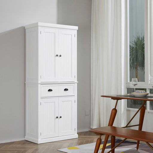 Traditional Freestanding Kitchen Cupboard Storage Cabinet - 76L x 40.5W x 184H (cm) - White - Green4Life