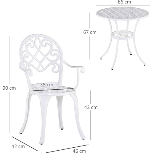 Outdoor Elegance 3-Piece Aluminium Bistro Set - White - Outsunny - Green4Life