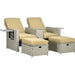 Outsunny 5-Piece Recliner PE Rattan Sun Lounger Set with Storage Side Table, and Footstools for Patio and Garden - Beige/Khaki - Green4Life