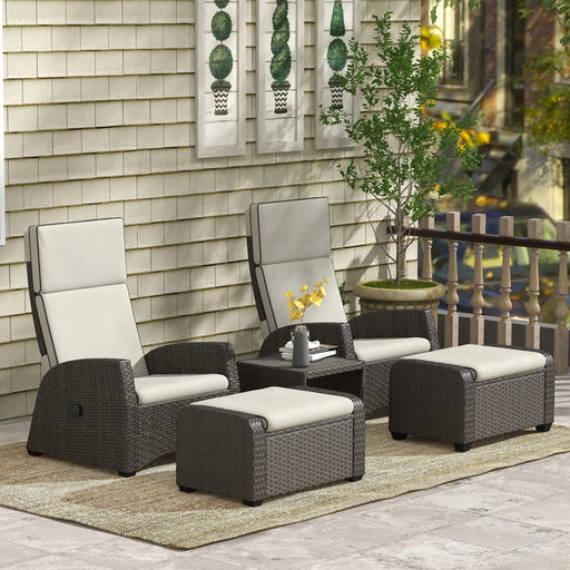 5-Piece Reliner Rattan Lounge Set - Brown - Outsunny - Green4Life