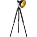 Industrial Style Floor Lamp with Wooden Tripod Legs - Black & Gold - Green4Life