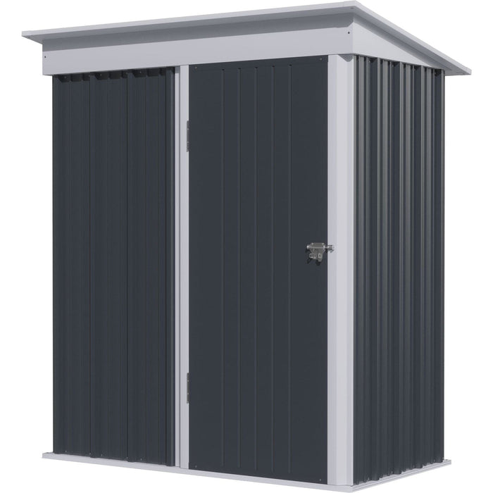 Outsunny 161W x 95D x 163-181H cm Lockable Metal Garden Shed with Adjustable Shelf - Dark Grey - Green4Life