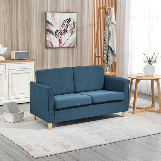 Sky Blue Contemporary Compact Sofa with Sleek Wood Legs - Green4Life