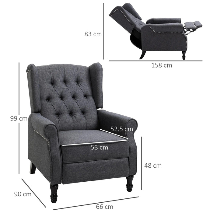 Reclining Wingback Armchair with Footrest - Dark Grey - Green4Life