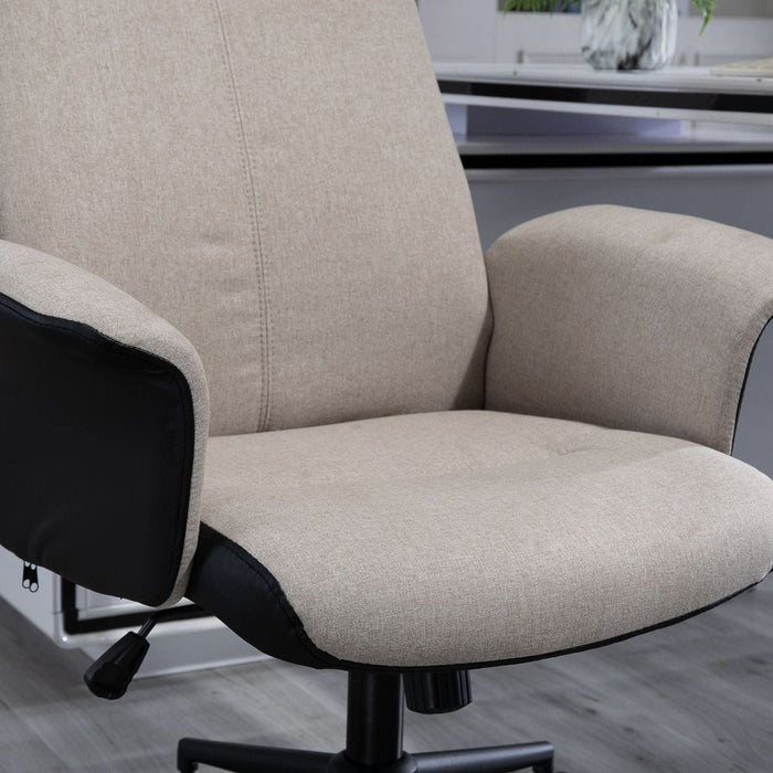 Vinsetto High Back Office Chair, Linen Fabric Upholstery & Adjustable Seat Height - Beige/Black - Green4Life