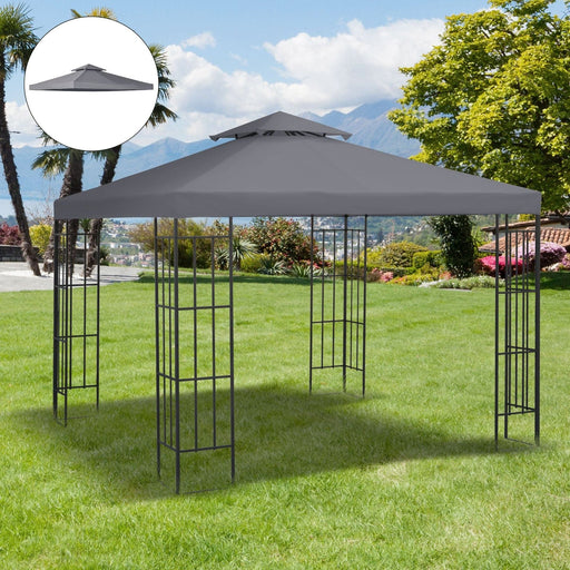 Outsunny 3x3m Gazebo Topper - Deluxe Canopy Replacement (Top Section Only) - Deep Grey - Green4Life